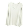 thumbnail image 1 of MeetoTime V Neck Long Sleeve Shirts for Women Comfortable Loose Tops Solid Color Lounge Tops Pullover, 1 of 6