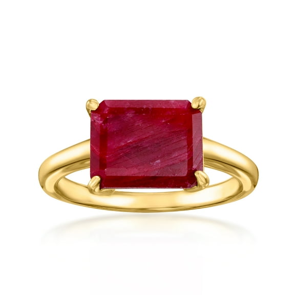Ross-Simons 4.20 Carat Ruby East-West Ring in 18kt Gold Over Sterling, Women's, Adult