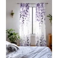thumbnail image 3 of Purple Sheer Curtains 84 Inch Length 2 Panels Set for Living Room/Bedroom, Eucalyptus Leaves Kitchen Curtains with Grommet Semi-Sheer Curtains Drapes Voile Window Treatments 42"x84"x2, 3 of 7