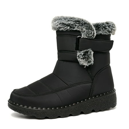 

Winter Snow Boots for Women Women s Wide Width Boots Mid Calf Snow Boots Fur Lined Warm Ankle Booties Outdoor Anti-Slip Comfortable