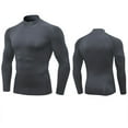 thumbnail image 3 of VSSSJ Mens Muscle Shirt Lightweight Workout Fitness Slim Fit Long Sleeve Stand Collar Breathable Running Training Gym Athletic Tops Silver L, 3 of 4