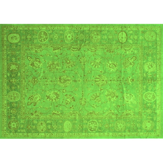 Ahgly Company Indoor Rectangle Oriental Green Traditional Area Rugs, 7' x 9'