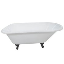 54 in. Aqua Eden Cast Iron Roll Top Clawfoot Tub with 3-3 & 8 Inch Wall Drillings, White & Matte Black