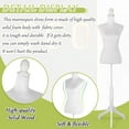 thumbnail image 3 of Female Dress Form Mannequin Torso, Clothes Display Mannequin with Wooden Tripod Base Stand Adjustable 52-67 Inch for Sewing Dressmakers Dress Jewelry Display, White, 3 of 7