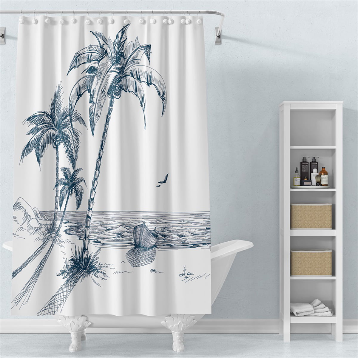 4 Pcs Unicorn Bathroom Rug Shower Curtain Skidproof Toilet Lid Cover Bath mat 