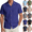 Blue, variant on Frnrwgo Men's Short Sleeve Shirt Linen Button Casual Solid Color with Pocket Lightweight Breathable Summer Tops