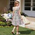 thumbnail image 6 of Girls Summer Cute Dress Square Neck Ruffled Sleeveless Pleated A Line Dresses Casual Stylish Midi Sundress (10 Years, Green), 6 of 6