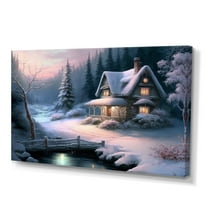 Designart Winter Scene Farmhouse Canvas Wall Art