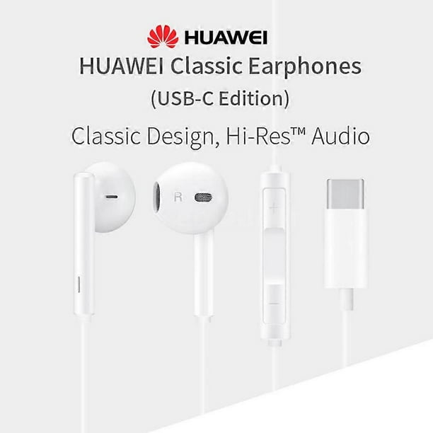 HUAWEI CM33 USB C Headphones Half in-Ear Wired Earphones w/MIC/Volume Control Lightweight Corded Type-C Earbuds for Work/Commute/Sports