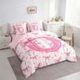 thumbnail image 3 of Castle Fairy Personalized Initial Girl 7 Pieces Bedding Comforter Set,Pink White Full Bedding Set Lightweight,Cartoon Bowknot Fitted Sheet Flat Sheet,Luxury Bedroom Decor, 3 of 8