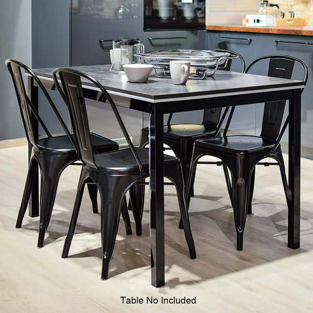 Metal Dining Chairs Set Of 4 Industrial Style Iron Dining Room Chairs With Back Indoor Outdoor Classic Living Room Chair Stackable Side Chairs For Bistro Kitchen Waiting Room Cafe Black W5149 Walmart Com
