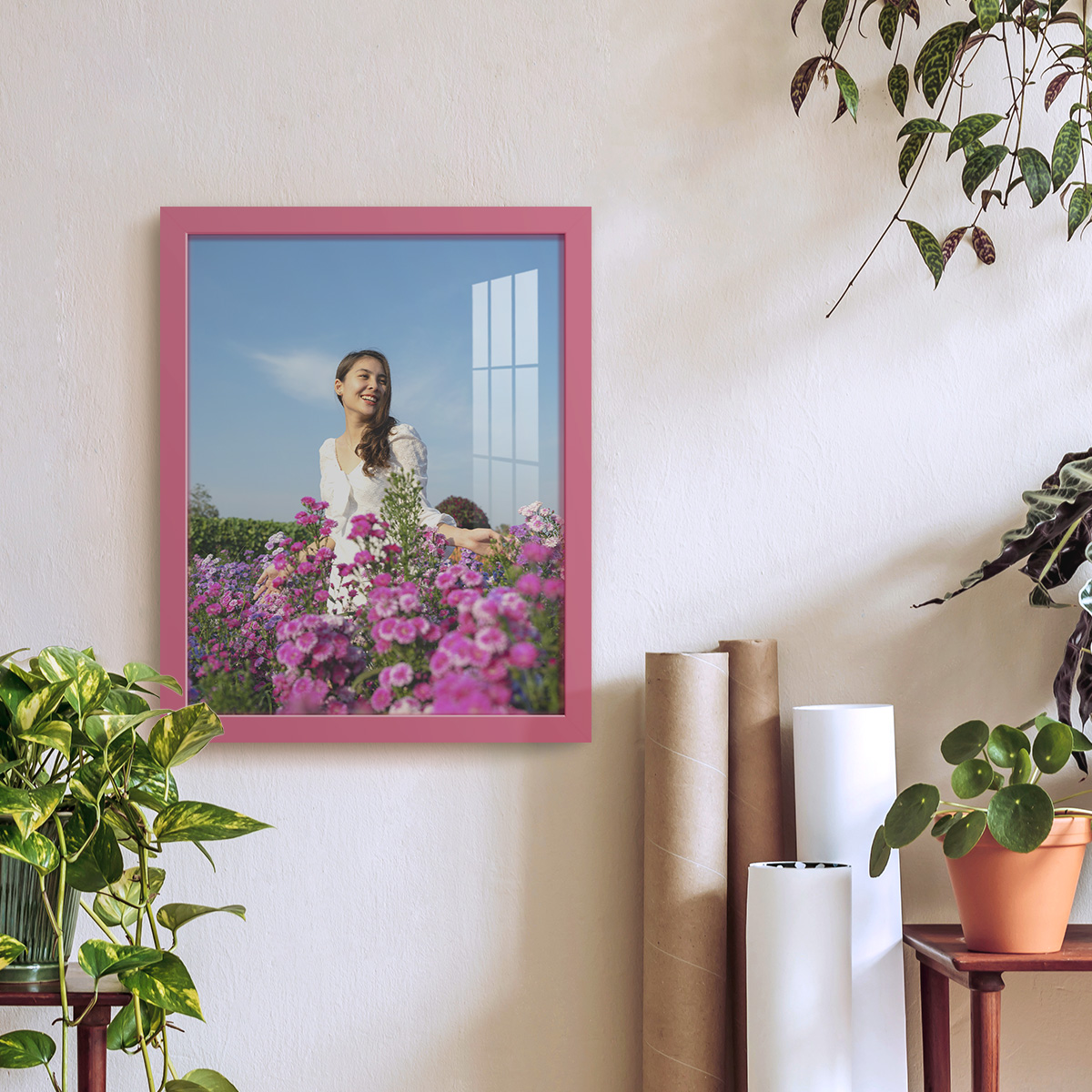 Modern Real Wood 11x14 inch Picture Frame in Hot Pink