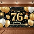 thumbnail image 3 of Golden Glitter Happy 76th Birthday Banner Shiny Design 76th Birthday Display Gift Cake Pattern Birthday Backdrop for 76th Birthday Party Adult Anniversary Birthday Celebration, 3 of 9