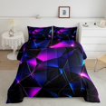 thumbnail image 1 of Erosebridal Chic Geometric Bedding Twin Comforter Set, Black Purple Down Comforter, Modern Abstract Decor, Reversible 2pcs, 1 of 8