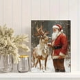 thumbnail image 2 of Qisvanset 12x16 Inch Vintage Santa Reindeer Canvas Wall Art, Classic Christmas Oil Painting Holiday Home Decor, 2 of 8