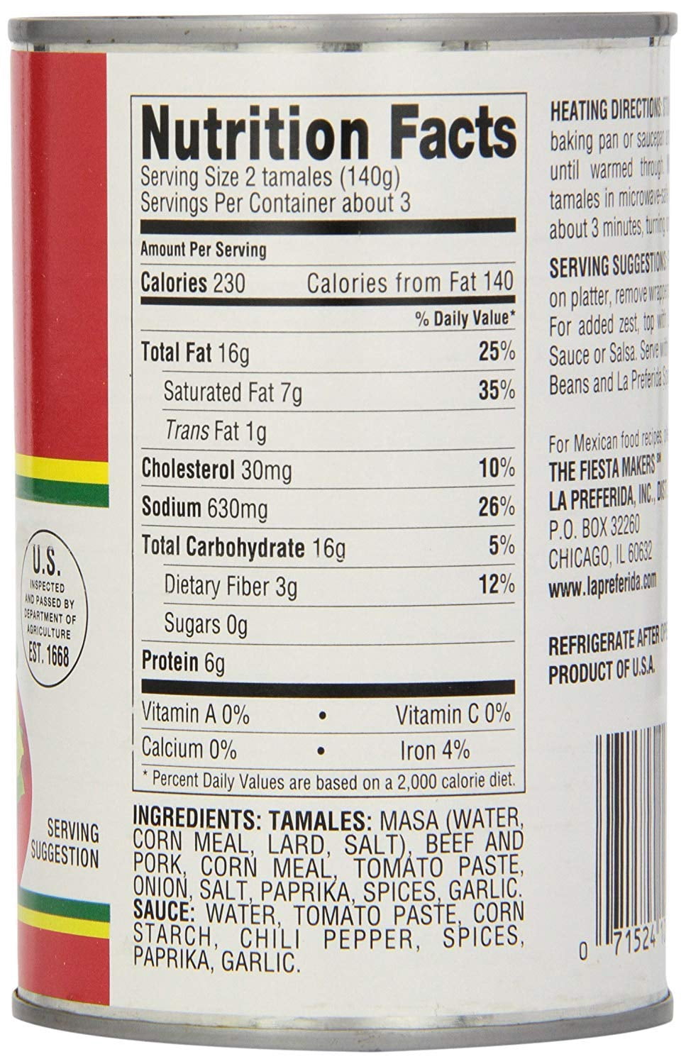 La Preferida Beef & Pork Canned Tamales with Sauce, 15 OZ (Pack of 12)
