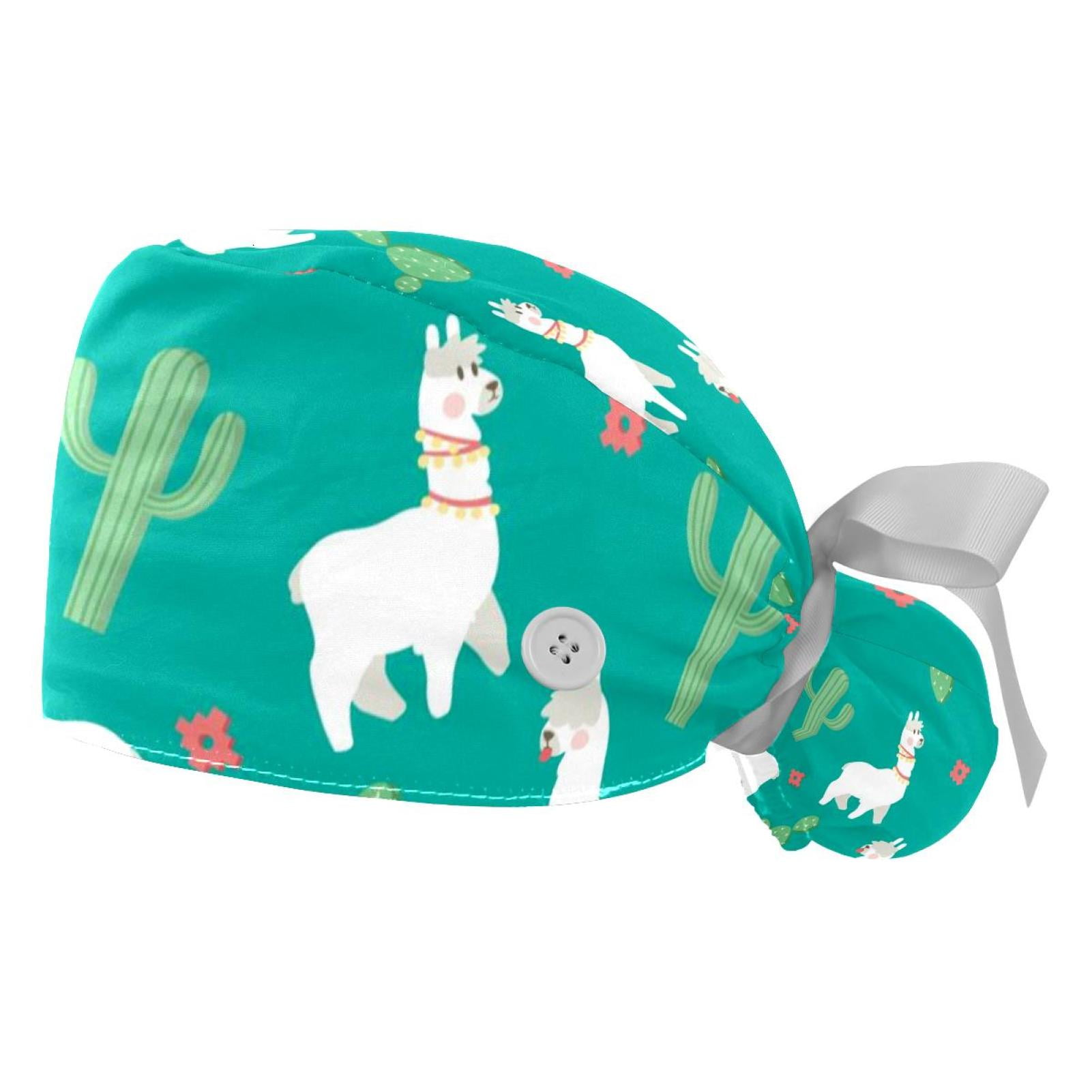 FFLOWER Women's Working Cap With Buttons & Sweatband - Adjustable Bouffant Hat For Medical & Chef Use