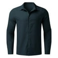 thumbnail image 4 of lcziwo Lightning Prime Today Mens Cotton Linen Long Sleeve Shirts Business Casual Button Down Lapel Work Tops Solid Color Blouse Big and Tall Beach Outfits, 4 of 6