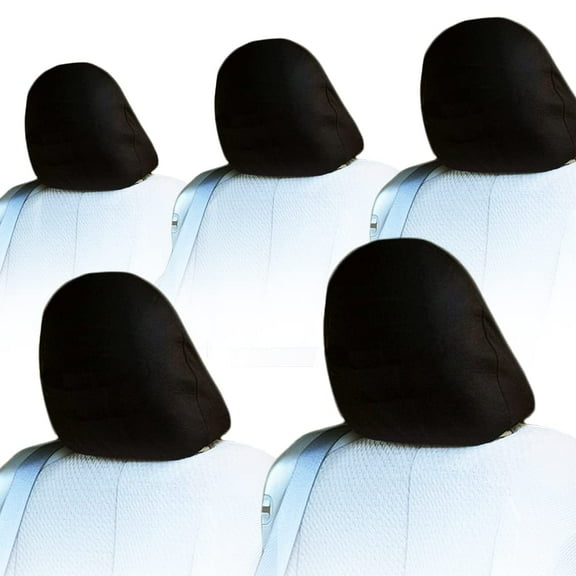 Yupbizauto 5X Cars Trucks & Cover DVD TV Monitors Solid Black Polyester Universal Headrest Covers with Foam Backing- Set of 5