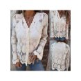 thumbnail image 2 of LMLYSoH Women's Knit Lace Cardigan Fashionable Solid Color Long Sleeve V Neck Button Down Ruffle Sweater, 2 of 9