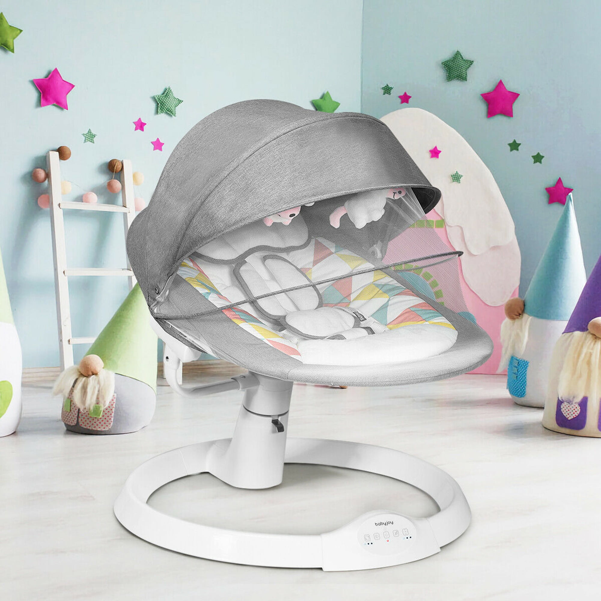 Baby Cradle Swing from US, Multicolour Portable Multifunctional Electric Baby Swing & Seat Rocking Chair Infants Bouncer Rocker Swing Chair with Music Toys 