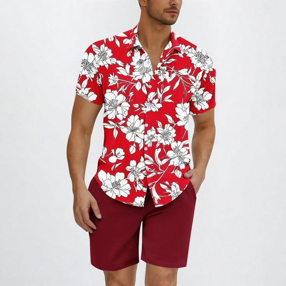 Yiliang T Shirt for Men Hawaiian Shirt for Men Short Sleeve Button Down Shirts Beach Tropical Casual Top