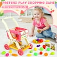 thumbnail image 4 of Huge Wave 40pcs Kids Shopping Cart, 2 in 1 Pretend Play Grocery Store Game, with Play Fruit Vegetable and Shop Accessories, Christmas Gift for Kids Aged 3-8 (Red), 4 of 7