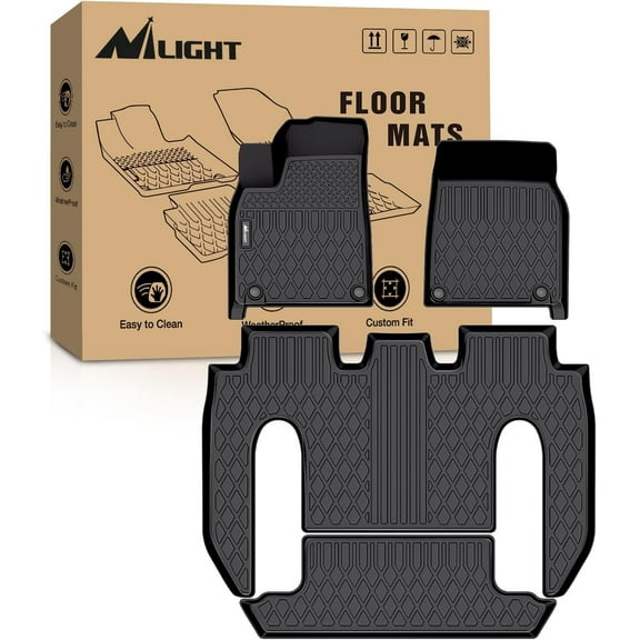 Nilight TPE Floor Mats for Tesla Model X 6 Seater 2022 2023 2024 2025 All Weather Custom Fit Heavy Duty Floor Liners
