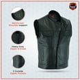thumbnail image 4 of Daniel Smart S to 12XL Biker vest for Men Cowhide Black Leather Motorcycle Vest Unique with Scoop Collar Design, 4 of 6