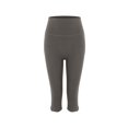 thumbnail image 5 of Women's High Waist Side Slit Capri Leggings, Butt Lifting Tight Fit Yoga Pants with Slimming Effect, Stretchy Workout Crop Tights for Running Fitness Gym Daily Wear Grey L, 5 of 5