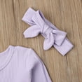 thumbnail image 3 of Kids Toddler Baby Girl Long Sleeve Button Down Knitted Sweater Dress with Headband Outfit Set, 3 of 7