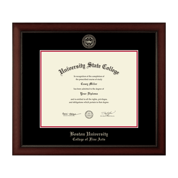 Framerly - BU Fine Arts Diploma Frame with Black and Red Mat