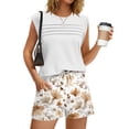thumbnail image 2 of Two Piece Sets for Women Trendy Short Sets Beach Vacation Clothes Airport Travel Cruise Summer Outfits Orange L, 2 of 6