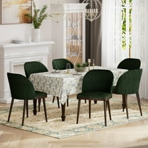 EOP Modern Upholstered Dining Chairs Set of 6, Wooden Dining Side Chairs with Curved Backrest, Armless Kitchen Chairs for Dining Room & Restaurant, Green