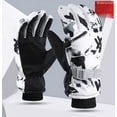 thumbnail image 3 of Guantes de esquí de invierno para hombre y mujer, resistentes al frío, con forro polar, de algodón grueso, impermeables, antideslizantes, cálidos, para montar al aire libre, con grafiti blanco, 3 of 6