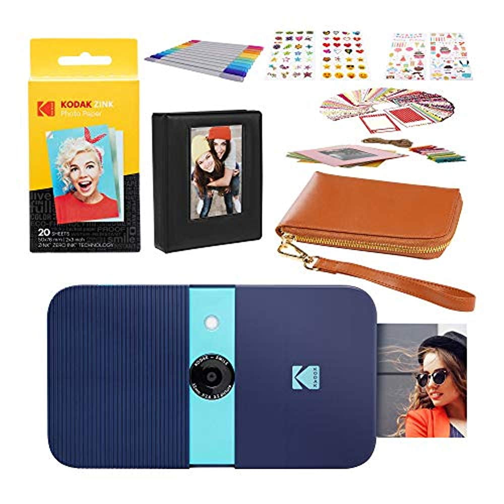 KODAK Smile Instant Print Digital Camera (Blue) 2x3 Photo Album Kit