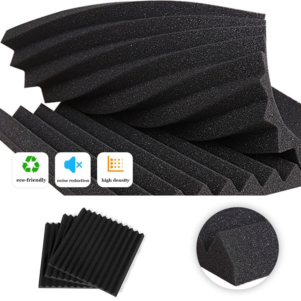 Self-Adhesive Sound Proof Foam Panels, Fast Expand Acoustic Panels, Fire-resistant High Density Sound Deadening Panels, 48 Pack