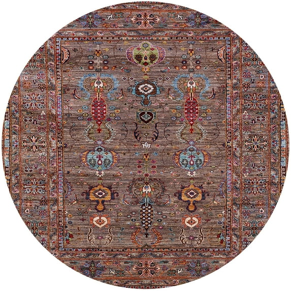 Ahgly Company Machine Washable Indoor Round Industrial Modern Rosy Pink Area Rugs, 4' Round