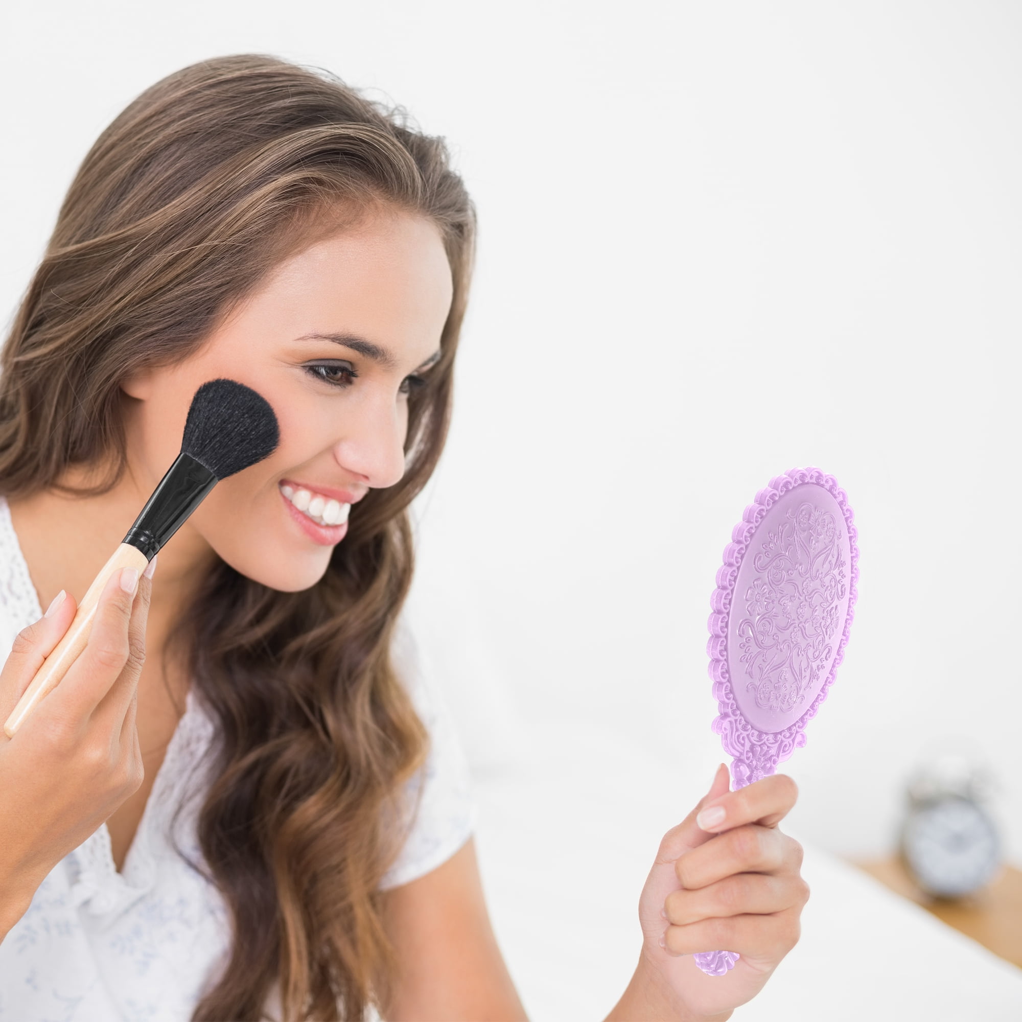 Unique Bargains 2pcs Delicate Handheld Mirror for Personal Grooming and Travel Purple