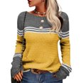 thumbnail image 3 of MKLEKYY Sweaters for Dogs Women's Casual Crew Neck Matching Striped Pullover Sweater, 3 of 5