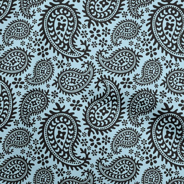 oneOone Velvet Light Blue Fabric Asian Paisley Block Sewing Craft Projects Fabric Prints By Yard 58 Inch Wide