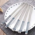 thumbnail image 5 of 5-Pairs Stainless Steel Chopsticks 8.8-Inch Reusable Metal Utensils, Non-Slip Textured Grip Kitchenware for Asian Cuisine Sushi Noodles, Food Grade Chopsticks Set, Kitchen Utensils, 5 of 9