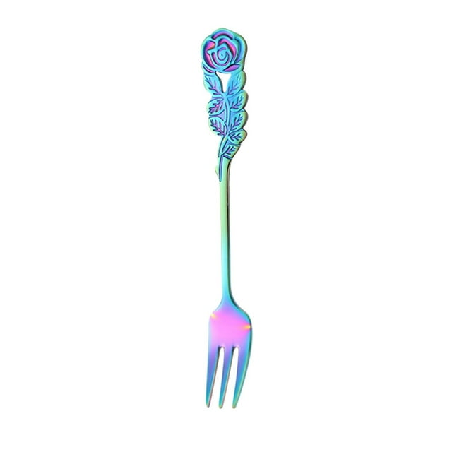 Stainless Steel Rose-Design Spoon and Fork Set - Elegant Coffee Stirring Utensils for Desserts, Tea Time, and Holiday Gifts, Rustproof Polished Finish for Daily Kitchen Use