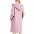 thumbnail image 5 of Peacoats for Women Elegant Single Mid Length Wool Blend Hooded Trench Coat Color: Pink Size: S, 5 of 9