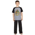 thumbnail image 4 of INTIMO Harry Potter Boy's 2-Piece Hogwarts Crest Raglan Short Sleeve Shirt Plaid Pajama Pant Sleep Lounge Set, 4 of 5