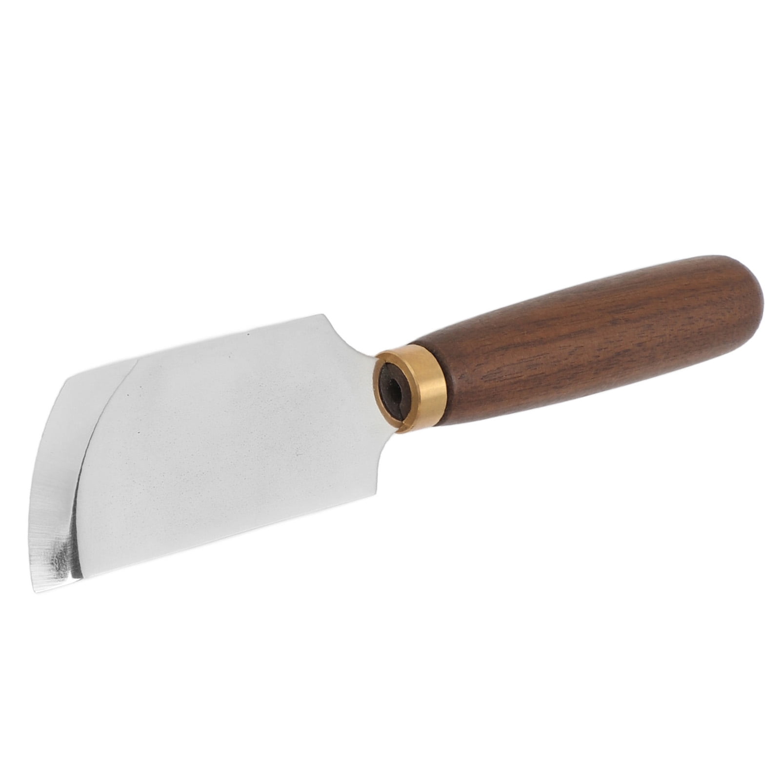 household leather cutting knife, stainless steel, walnut leather cutting knife DIY bevel peeling knife with wooden handle leather work tool 8.1x9.4 cm brown