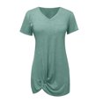 thumbnail image 3 of Robes d'Été pour Femmes 2022 Mode pour Femmes Couleur Unie Nœud à Nouer Col en V Manches Courtes Robe Décontractée, 3 of 5
