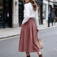 thumbnail image 5 of yillto Womens Corduroy Skirts Pleated High Waist Flowy Loose Fall Winter Long Skirt with Pockets S-XXXL, 5 of 7