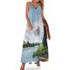 thumbnail image 1 of Vestido sin mangas con paisaje de montaña y lago, vestido de verano para mujer, ropa de mujer, vestido de noche de lujo para mujer para boda, 1 of 7