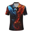thumbnail image 2 of Daiia Red And Blue Fire Bird Pattern Men’s Polo Shirts,Solid Deck Shirt,Classic Fit, Breathable Cotton Polo for Casual and Sport Wear-X-Large, 2 of 7
